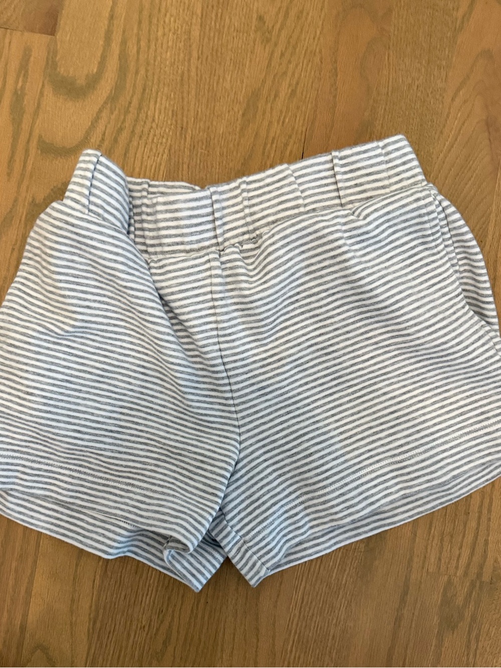 J. Crew Grey & White Striped Elastic-Waist Athletic Shorts